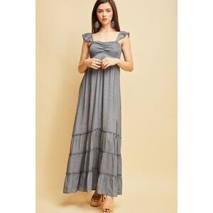 Long Tiered Maxi Sundress in Denim Color by Entro